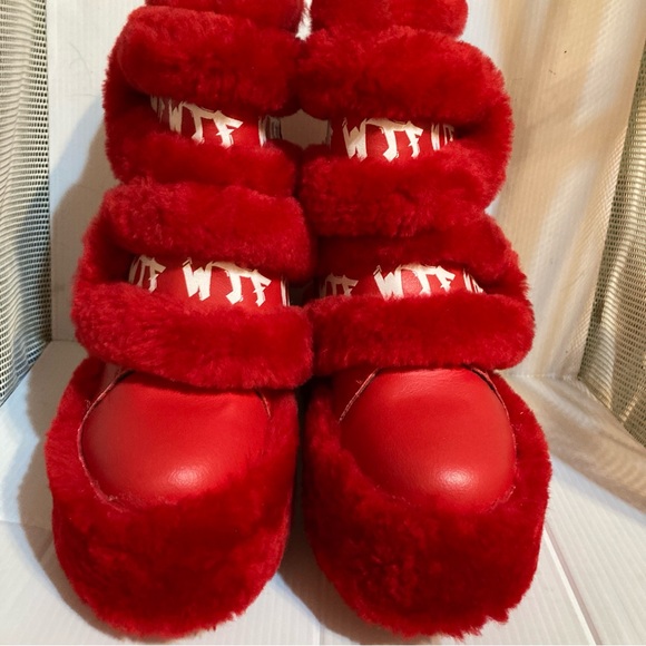 Dizzy Dream Wedge Fur Booties Women – Red Anthony Wang Sz 7 - Picture 2 of 11